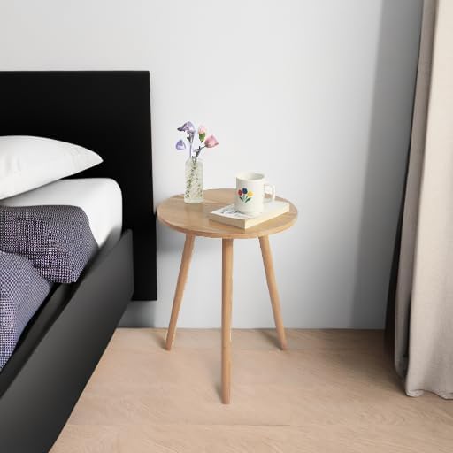 AWASEN Side Table Round, Small Accent Table Nightstand Modern End Table for Living Room Bedroom Office Small Spaces, 15.75''D x 19.69''H(Natural Walnut)