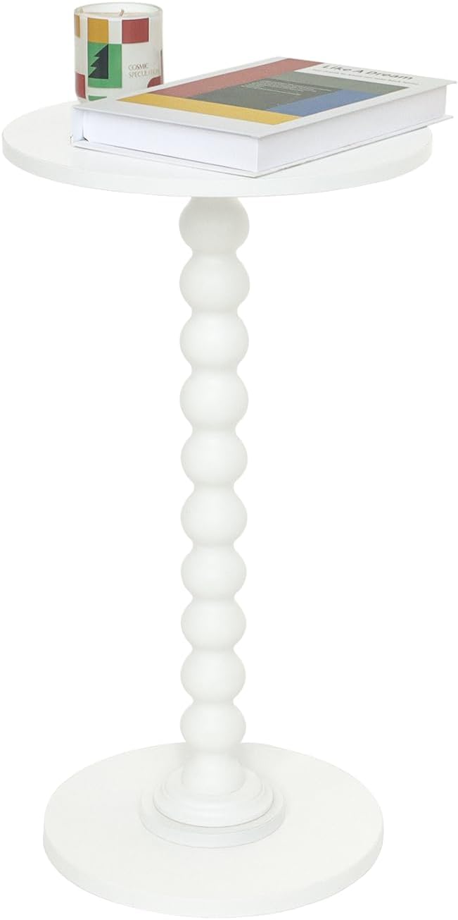 Fultyle Round Side Table, Small Drink Table for Small Spaces, Modern Accent Nightstand with Solid Wood Leg for Living Room, Bedroom, Corners, and Office (Rustic Brown)