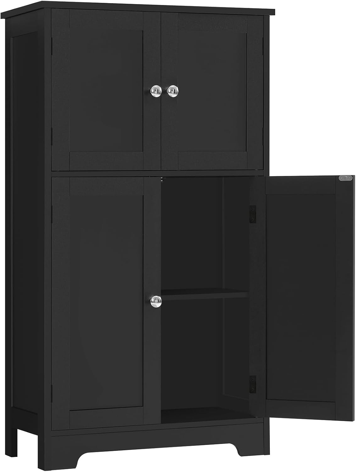 TEENFON Storage Cabinet, Rattan Cabinets with 2 Adjustable Shelves & 4 Doors, Bathroom Cabinet, Cupboard, Floor Cabinets for Living Room, Entryway, Kitchen, Home Office, Natural