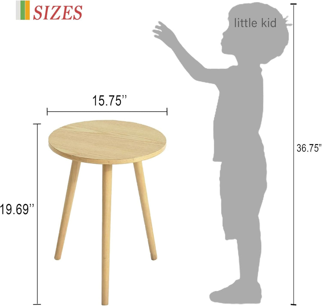 AWASEN Side Table Round, Small Accent Table Nightstand Modern End Table for Living Room Bedroom Office Small Spaces, 15.75''D x 19.69''H(Natural Walnut)