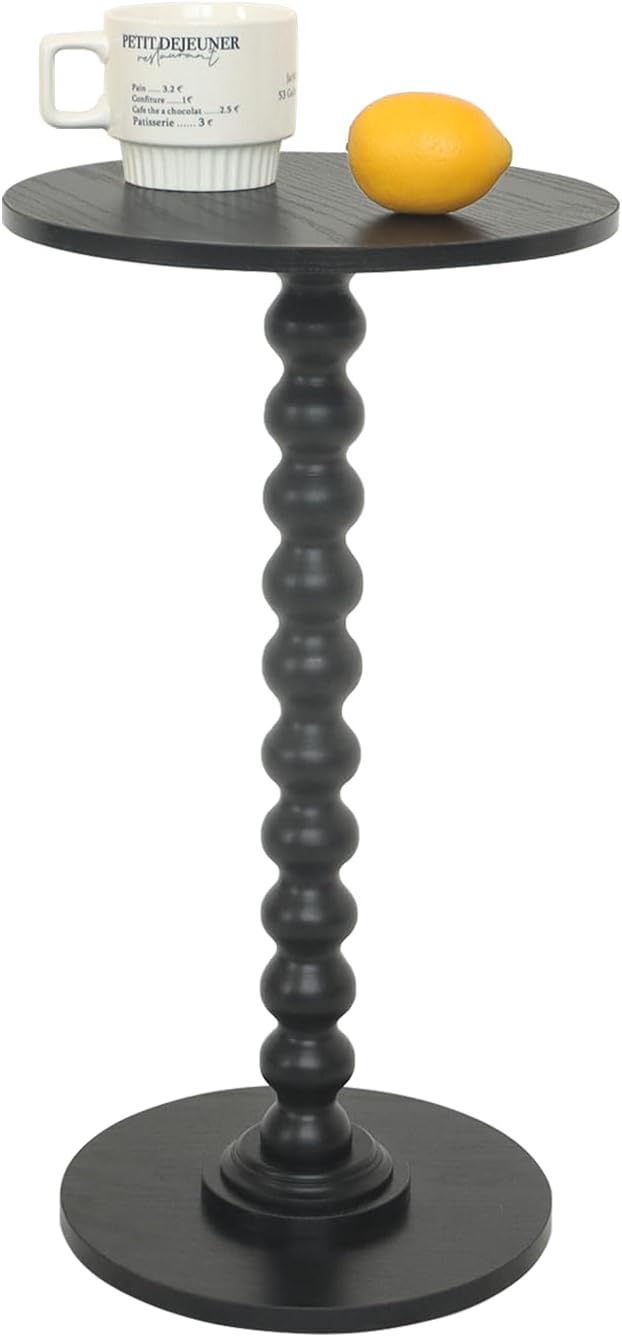 Fultyle Round Side Table, Small Drink Table for Small Spaces, Modern Accent Nightstand with Solid Wood Leg for Living Room, Bedroom, Corners, and Office (Rustic Brown)