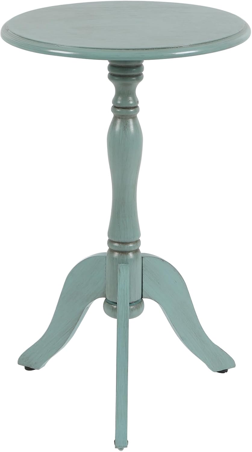 HLR Round Small End Table, Wooden Pedestal Side Coffee Tables, Vintage Accent Nightstand for Living Room, Bedroom, Entryway (1, Dark Brown)