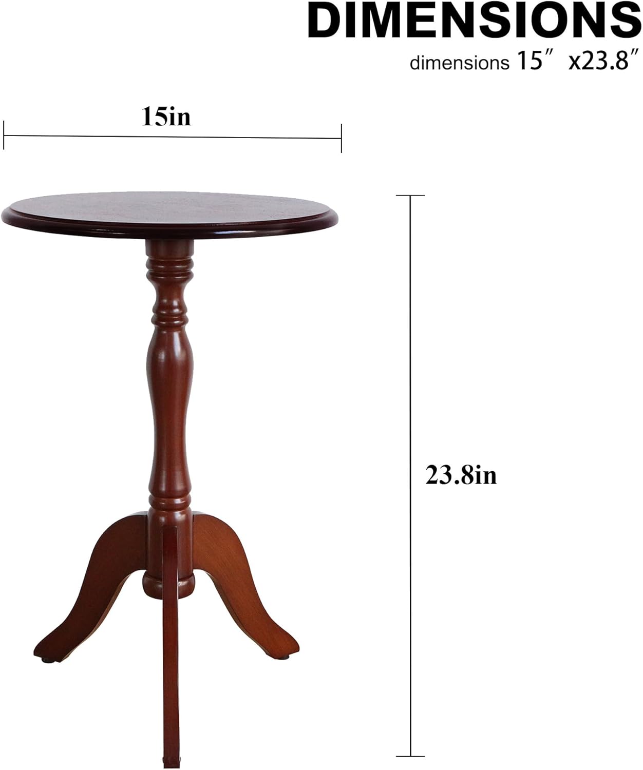 HLR Round Small End Table, Wooden Pedestal Side Coffee Tables, Vintage Accent Nightstand for Living Room, Bedroom, Entryway (1, Dark Brown)