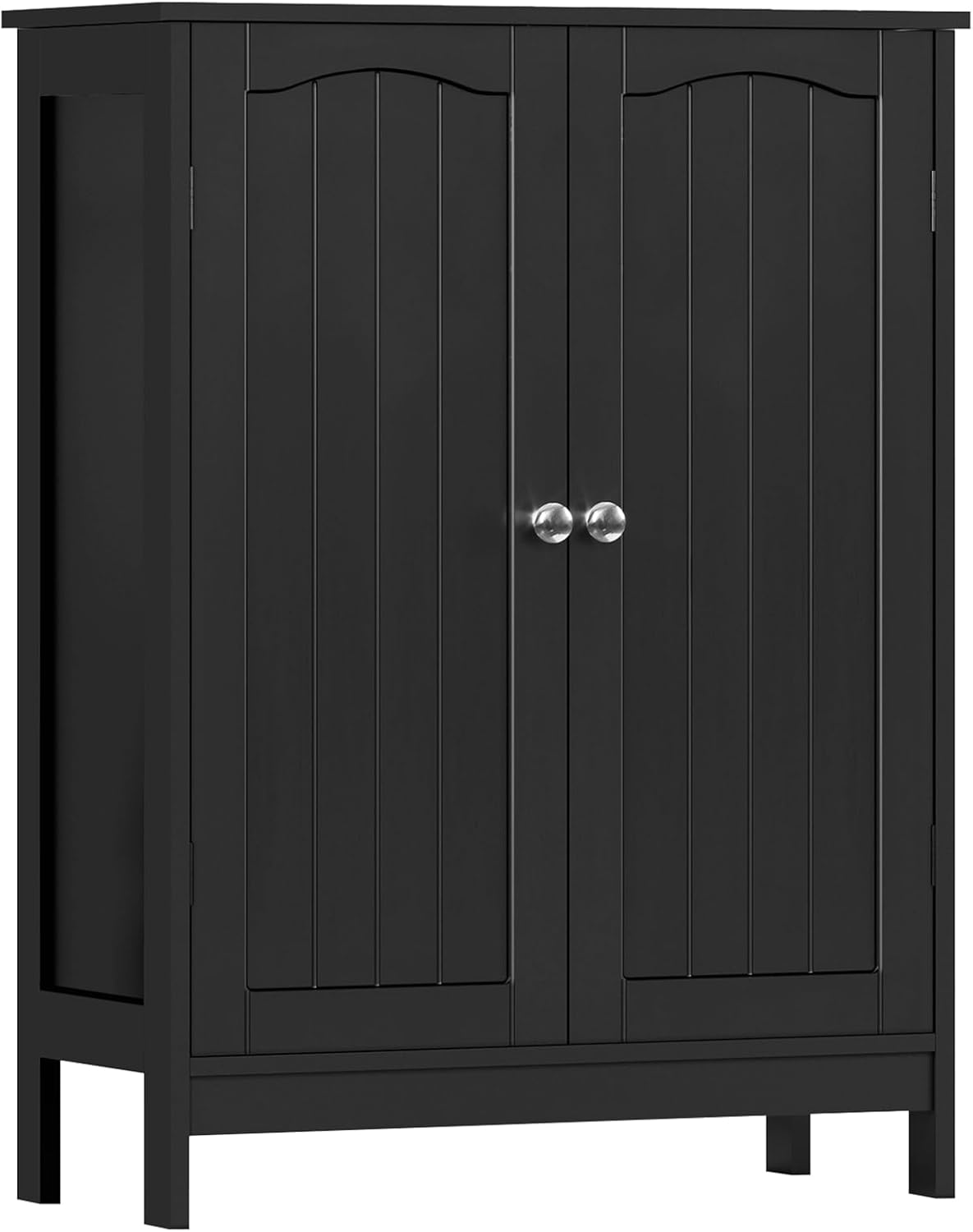 TEENFON Storage Cabinet, Rattan Cabinets with 2 Adjustable Shelves & 4 Doors, Bathroom Cabinet, Cupboard, Floor Cabinets for Living Room, Entryway, Kitchen, Home Office, Natural