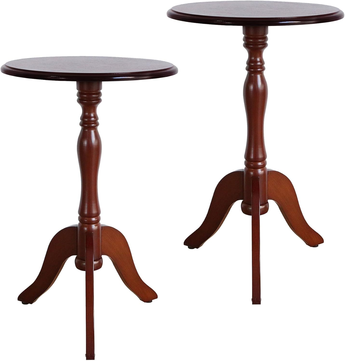 HLR Round Small End Table, Wooden Pedestal Side Coffee Tables, Vintage Accent Nightstand for Living Room, Bedroom, Entryway (1, Dark Brown)