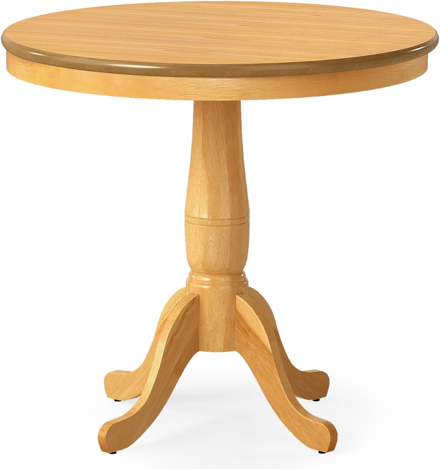 Giantex Round Dining Table for 2-4 People, 32" D X 30" H Wooden Kitchen Table with Spacious Table Top, Pedestal Base, Leisure End Tables for Bar, Kitchen, Dining Room, Restaurant, Walnut