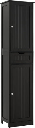 Iwell Tall Narrow Storage Cabinet with Doors, Rattan Cabinet with Adjustable Shelves, Freestanding Linen Storage for Living Room, Entryway, Kitchen, Bathroom, Natural