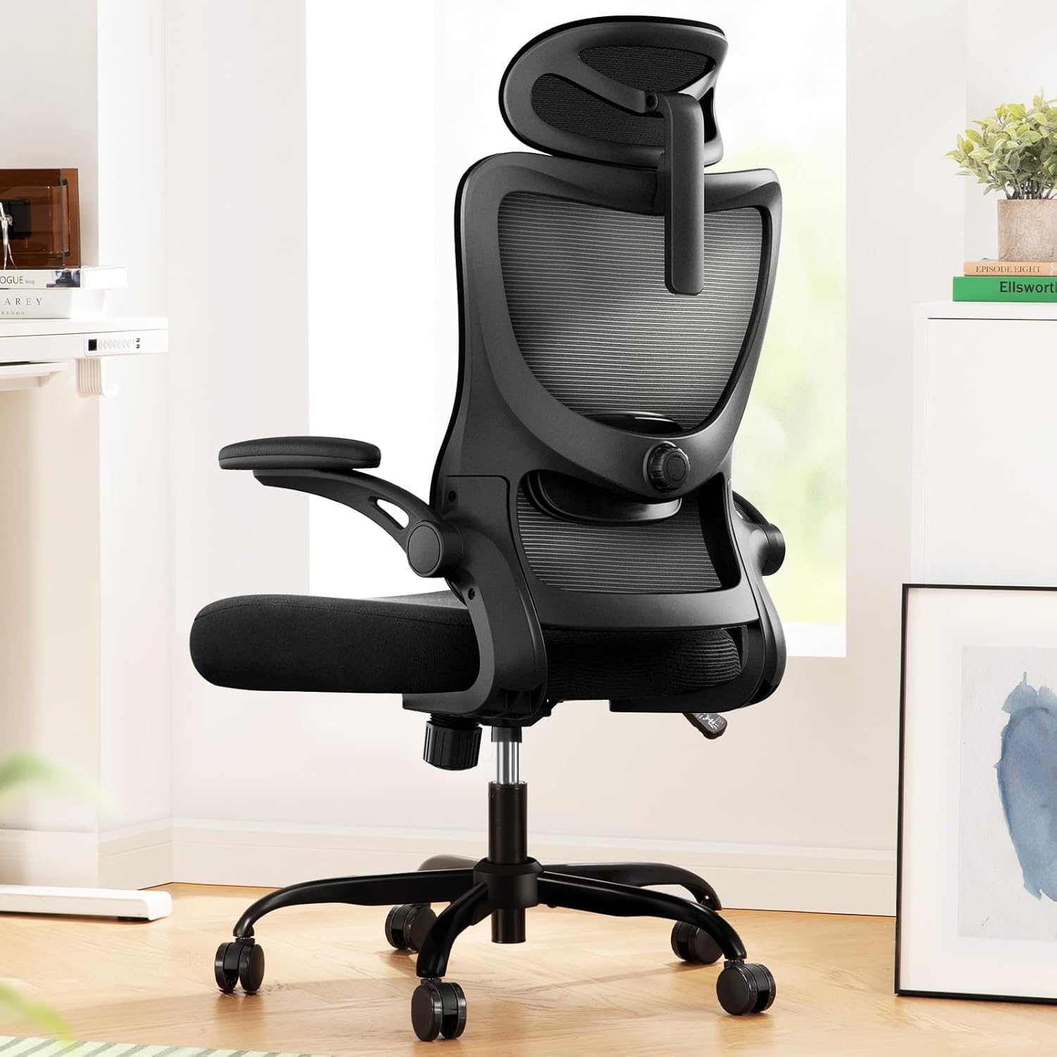 Marsail Ergonomic Office Chair: Office Desk Chair with High Back Mesh and Adjustable Lumbar Support Rolling Work Swivel Task Chairs with Wheel 3D Armrests and Headrest