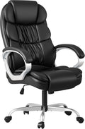 Homall Office Chair High Back Computer Desk Chair, PU Leather Adjustable Height Modern Executive Swivel Task Chair with Padded Armrests and Lumbar Support (Black)