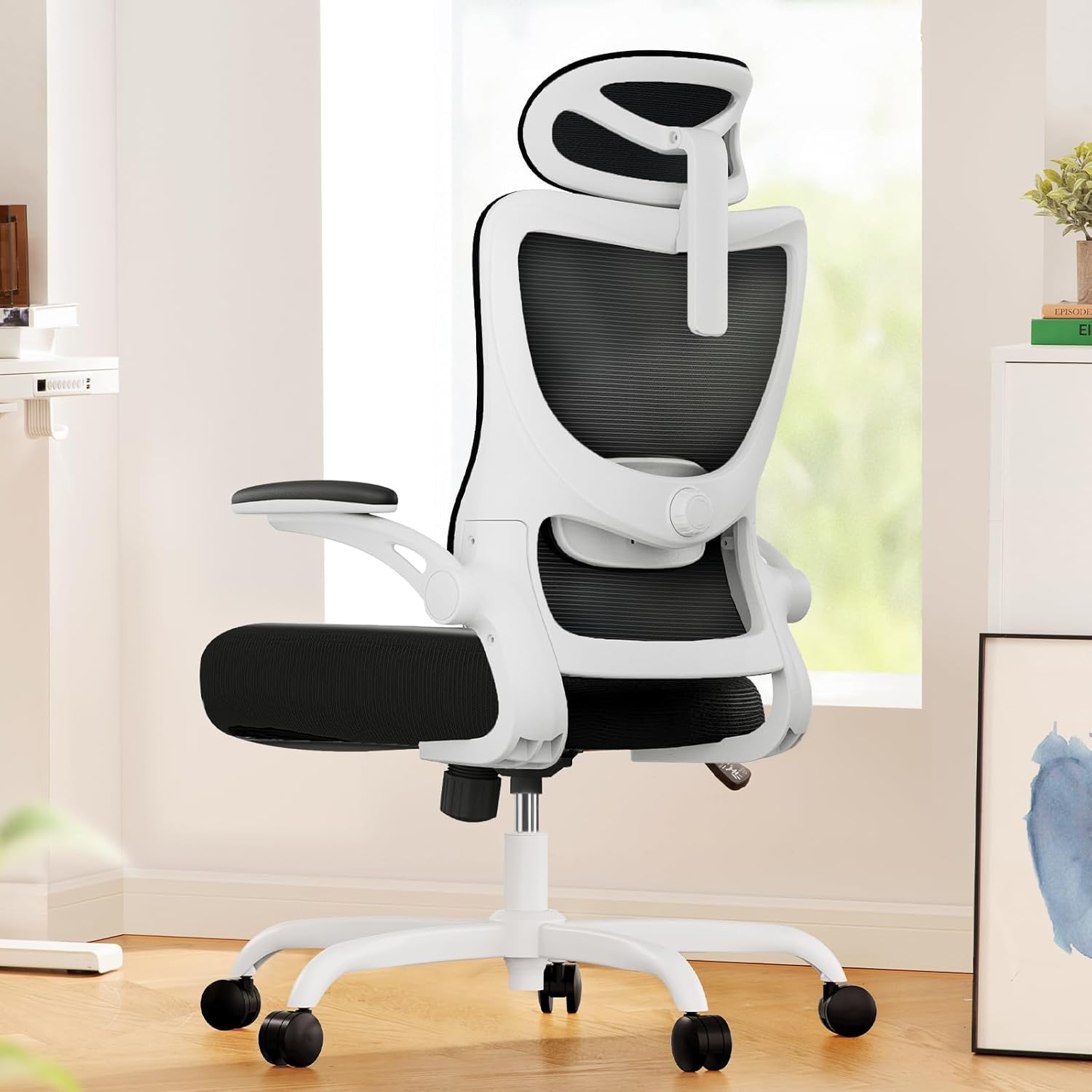 Marsail Ergonomic Office Chair: Office Desk Chair with High Back Mesh and Adjustable Lumbar Support Rolling Work Swivel Task Chairs with Wheel 3D Armrests and Headrest