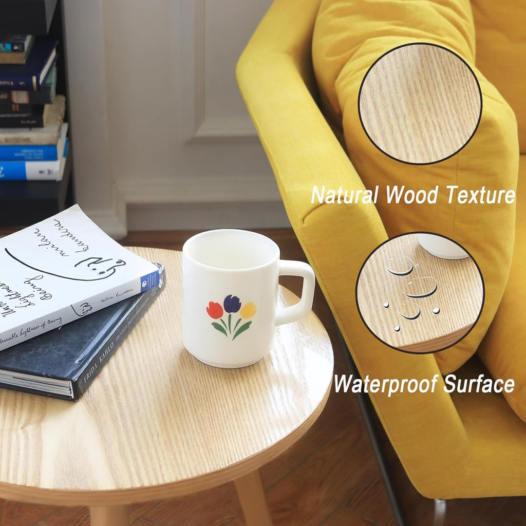 AWASEN Side Table Round, Small Accent Table Nightstand Modern End Table for Living Room Bedroom Office Small Spaces, 15.75''D x 19.69''H(Natural Walnut)