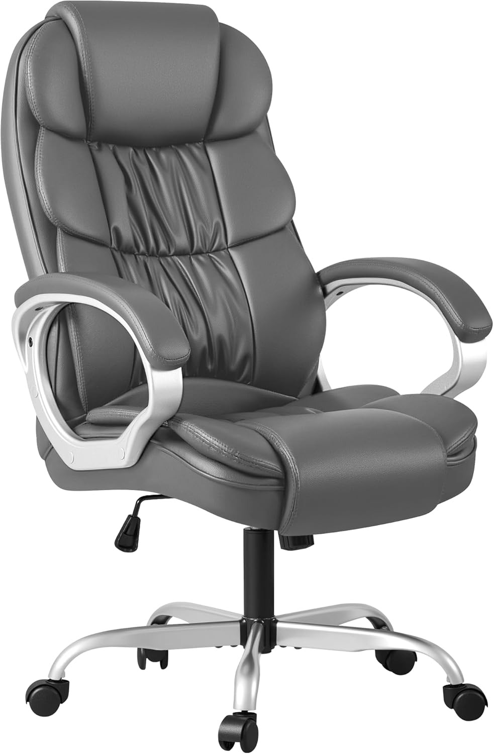 Homall Office Chair High Back Computer Desk Chair, PU Leather Adjustable Height Modern Executive Swivel Task Chair with Padded Armrests and Lumbar Support (Black)