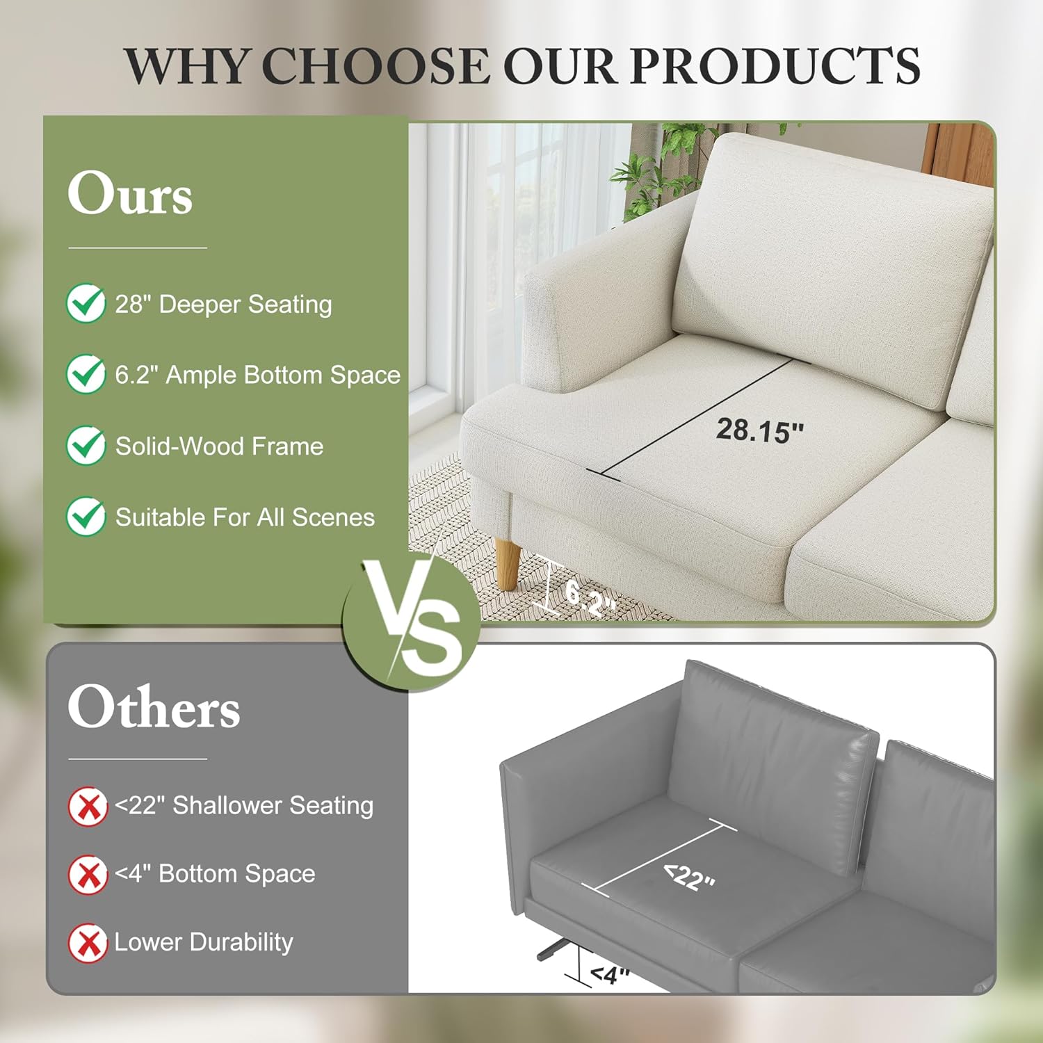 Busaurus Loveseat Sofa 56", Small Couches for Small Spaces, Mid Century Love Seat Couches for Living Room, Upholstered 2-Seater Couch for Bedroom, Apartment, Beige