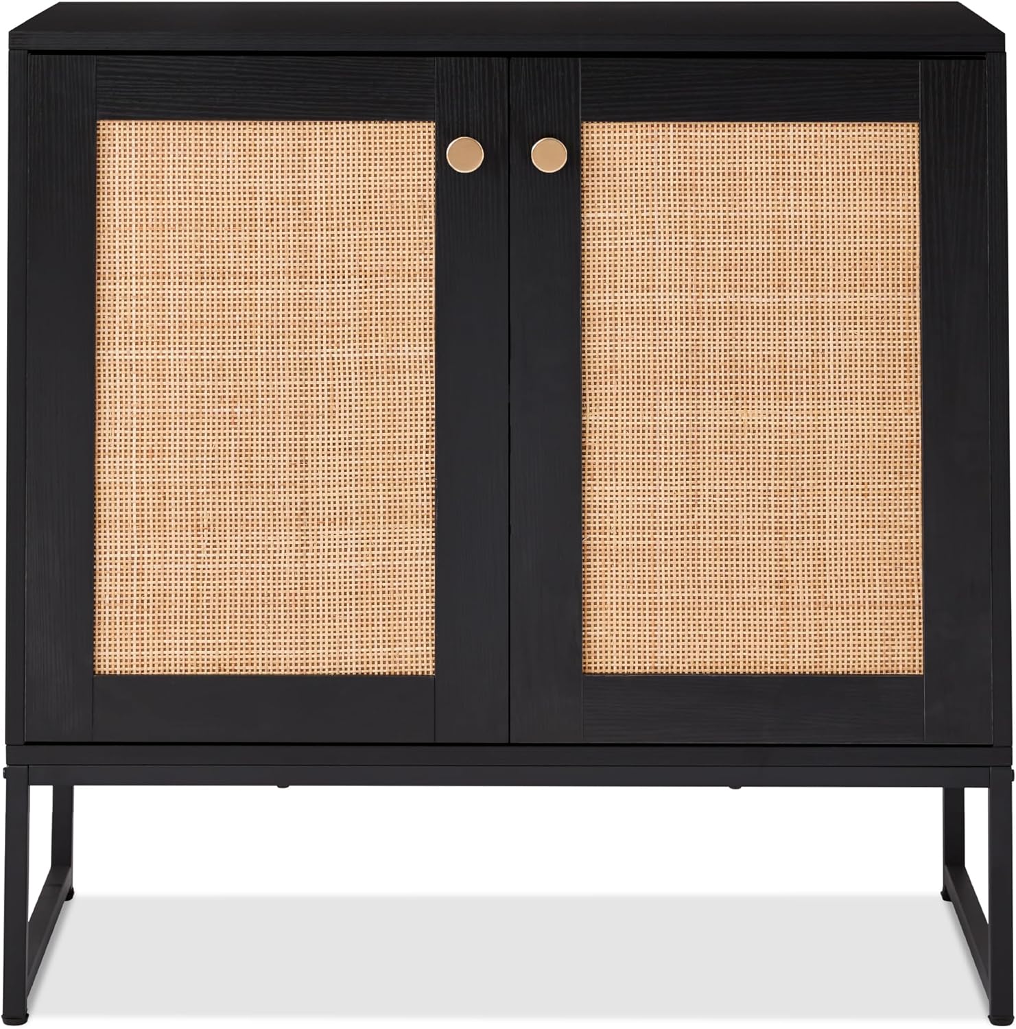Best Choice Products 2-Door Rattan Storage Cabinet, Accent Furniture, Multifunctional Cupboard for Living Room, Hallway, Kitchen, Sideboard, Buffet Table w/Non-Scratch Foot Pads - Natural