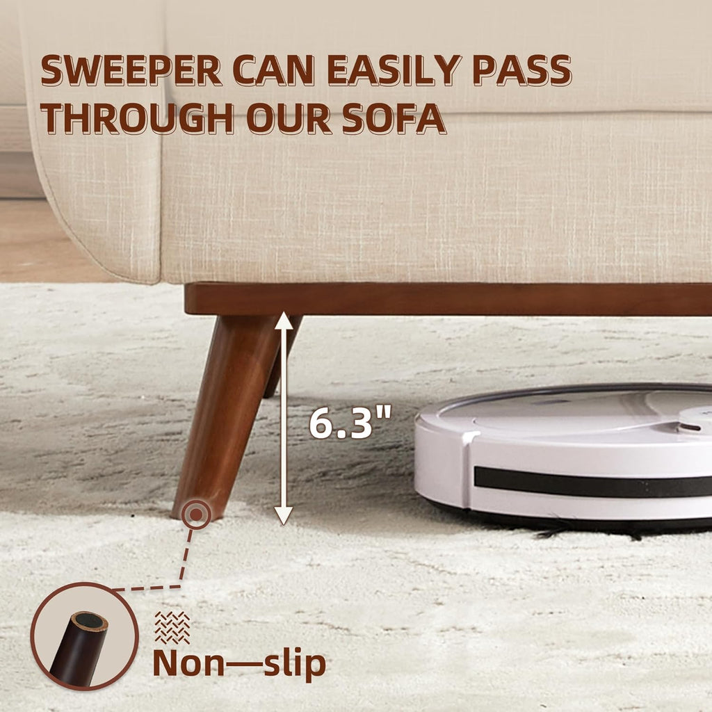 Kingfun 65.2" W Loveseat Sofa, Mid Century Modern Decor Love Seat Couches for Living Room, Button Tufted Upholstered Furniture, Solid & Easy to Install Small Couch for Bedroom Office Apartment, Beige | linen fabric, button tufted, solid wood foot, pocket