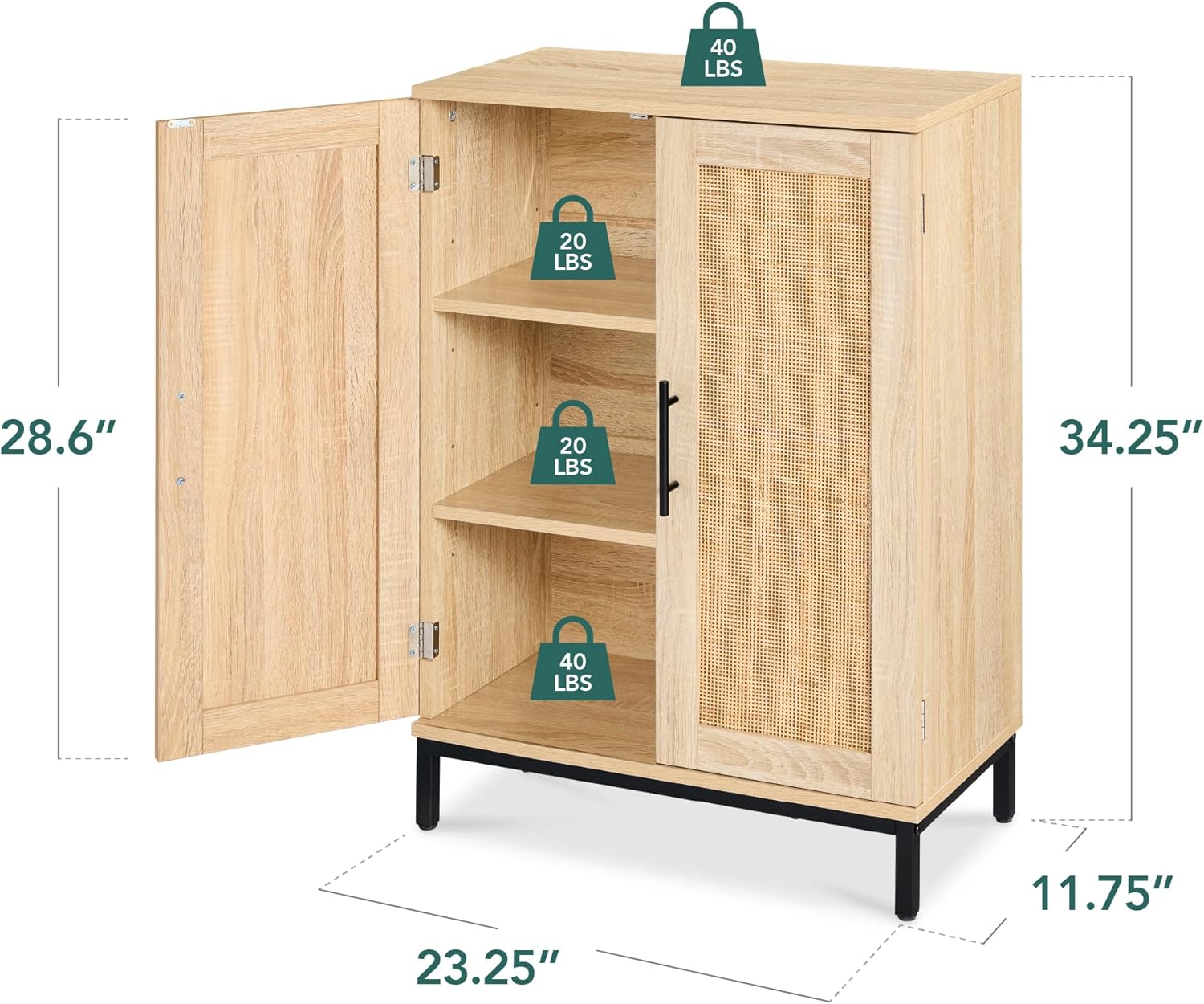 Best Choice Products 2-Door Natural Rattan 34 x 24in Multiuse Storage Cabinet for Bathroom, Living, Dining Room, Entryway w/Adjustable Shelves