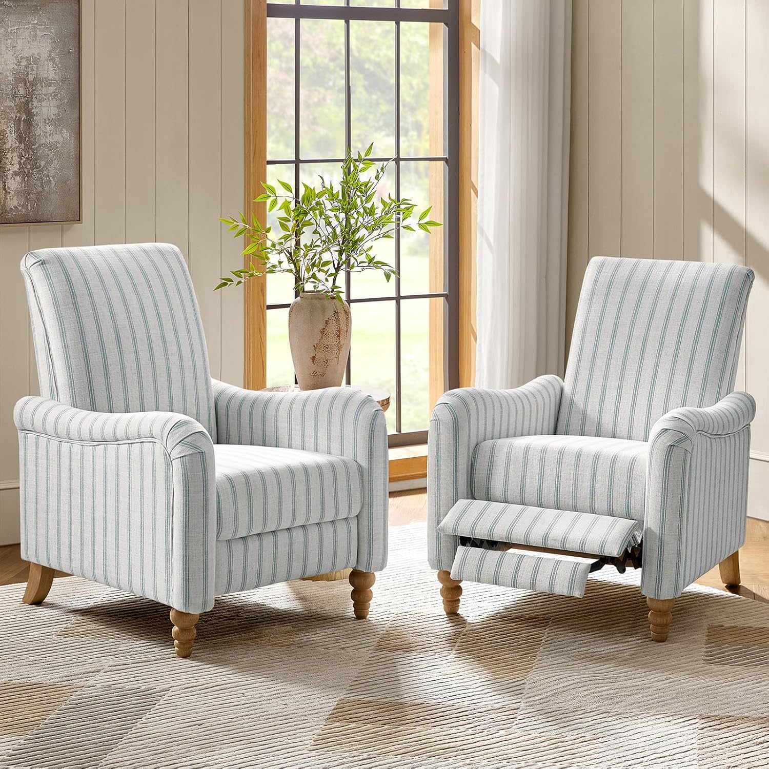 HULALA HOME 50.5" Loveseat Sofa with Solid Wood Spindle Legs, 2 Seater Farmhouse Sofa with Rolled Wide Armrests, Comfy Upholstered Small Couch for Living Room Bedroom, Linen