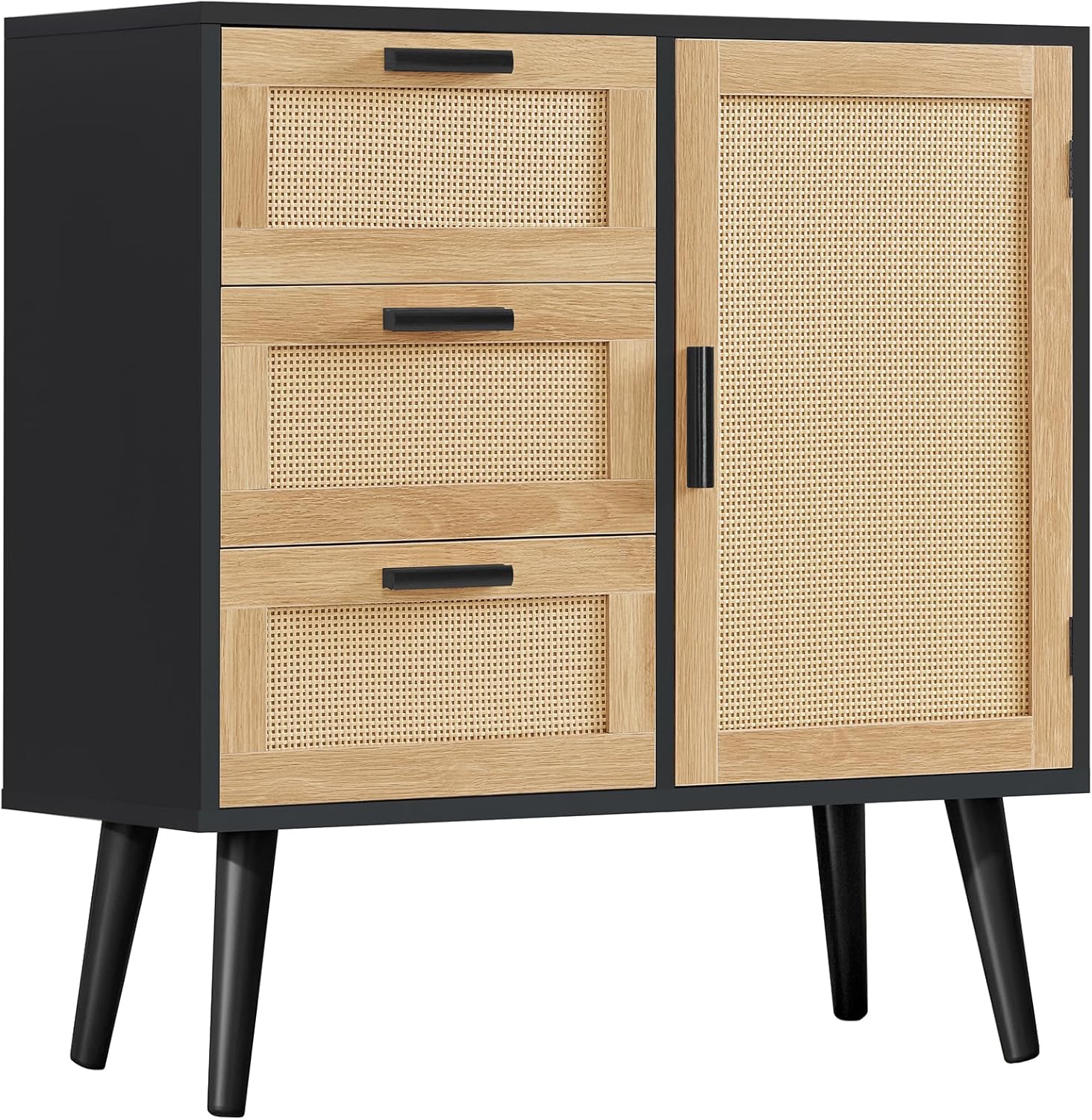 Iwell Storage Cabinet, Rattan Cabinet with Adjustable Shelf, for Living Room, Entryway, Kitchen, Home Office, Nature