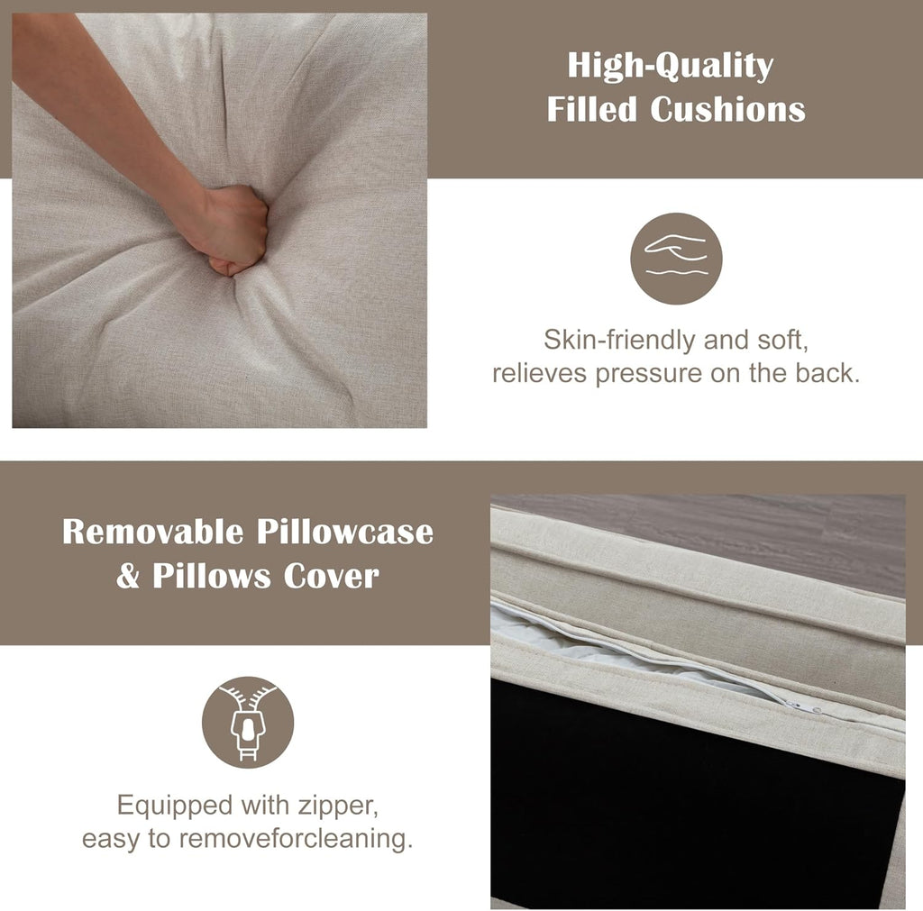 Hdxdkog Linen Loveseat Sofa,Mid Century Modern Small Love Seats Furniture Comfy Couch for Living Room, Upholstered 2 Seater Sofa for Small Apartment (Beige, 66.9 Inch)