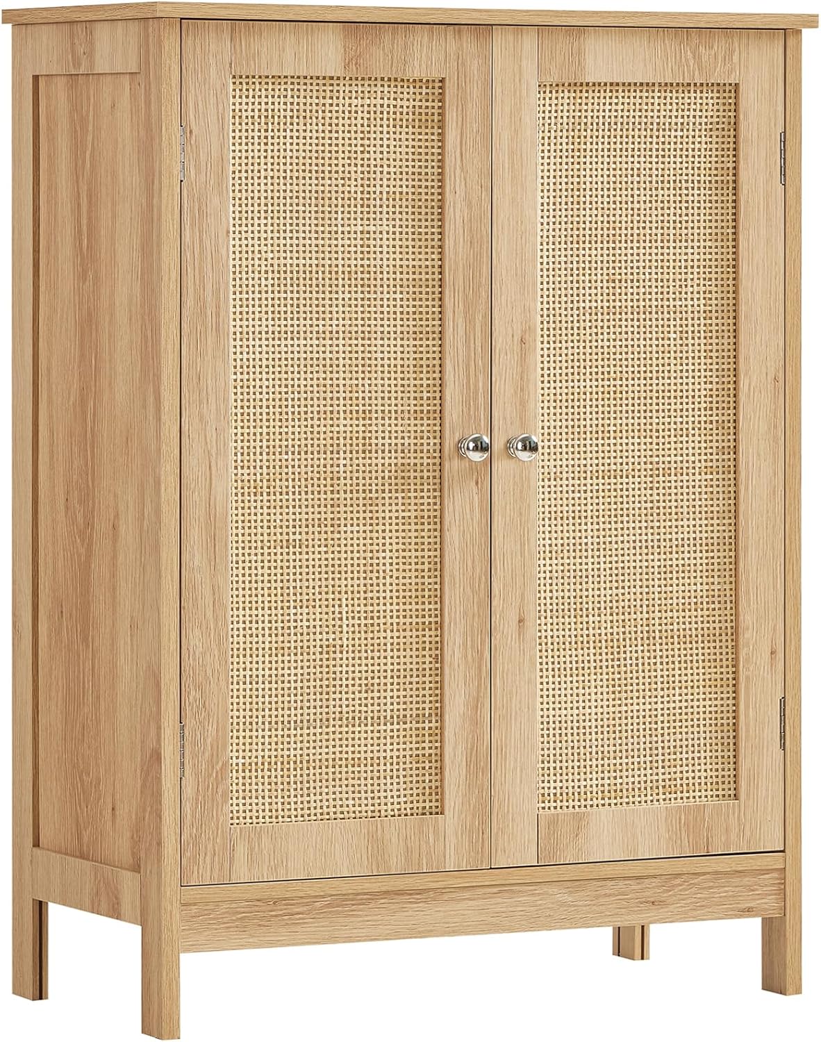 Iwell Storage Cabinet, Rattan Cabinet with Adjustable Shelf, for Living Room, Entryway, Kitchen, Home Office, Nature