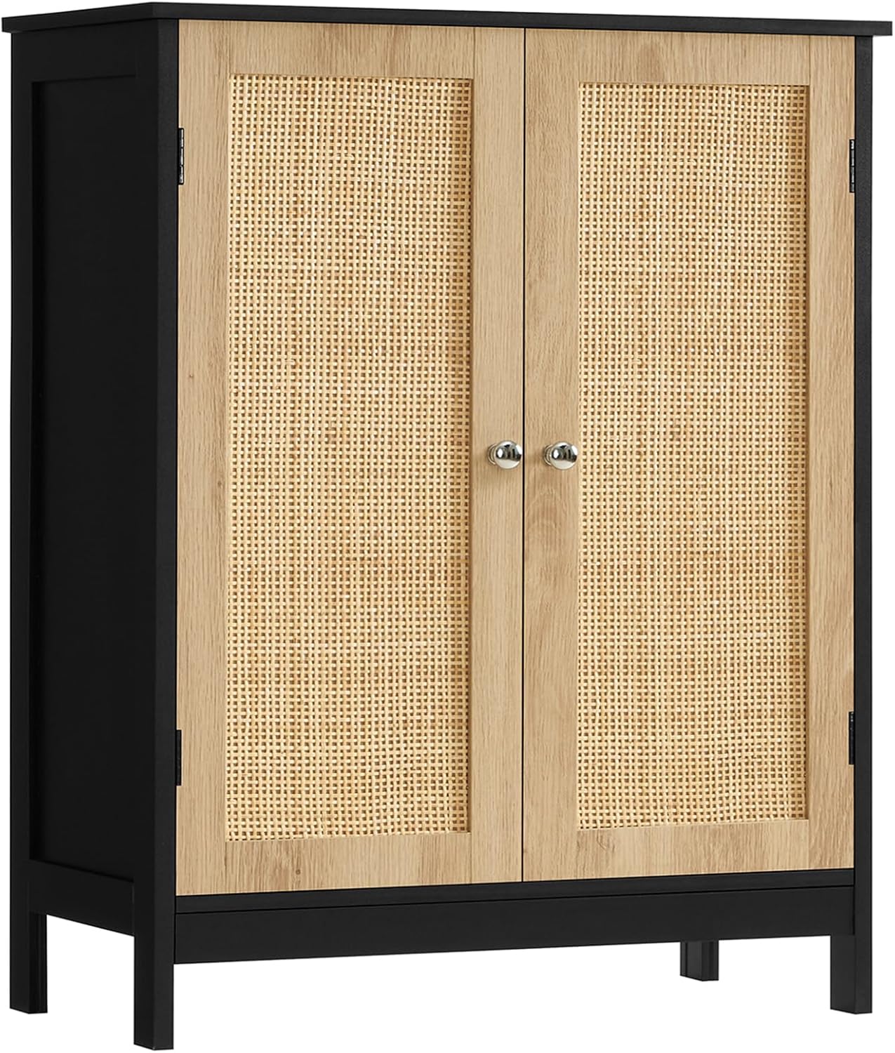 Iwell Storage Cabinet, Rattan Cabinet with Adjustable Shelf, for Living Room, Entryway, Kitchen, Home Office, Nature
