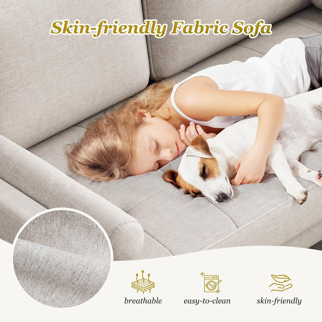 Vesgantti Loveseat Sofa with Solid Wood Legs, 48" Small Couches for Small Spaces, Love Seat for Living Room, Bedroom, Easy Assembly Mid Century Modern Couch with Throw Pillow for Apartment, Ashbeige