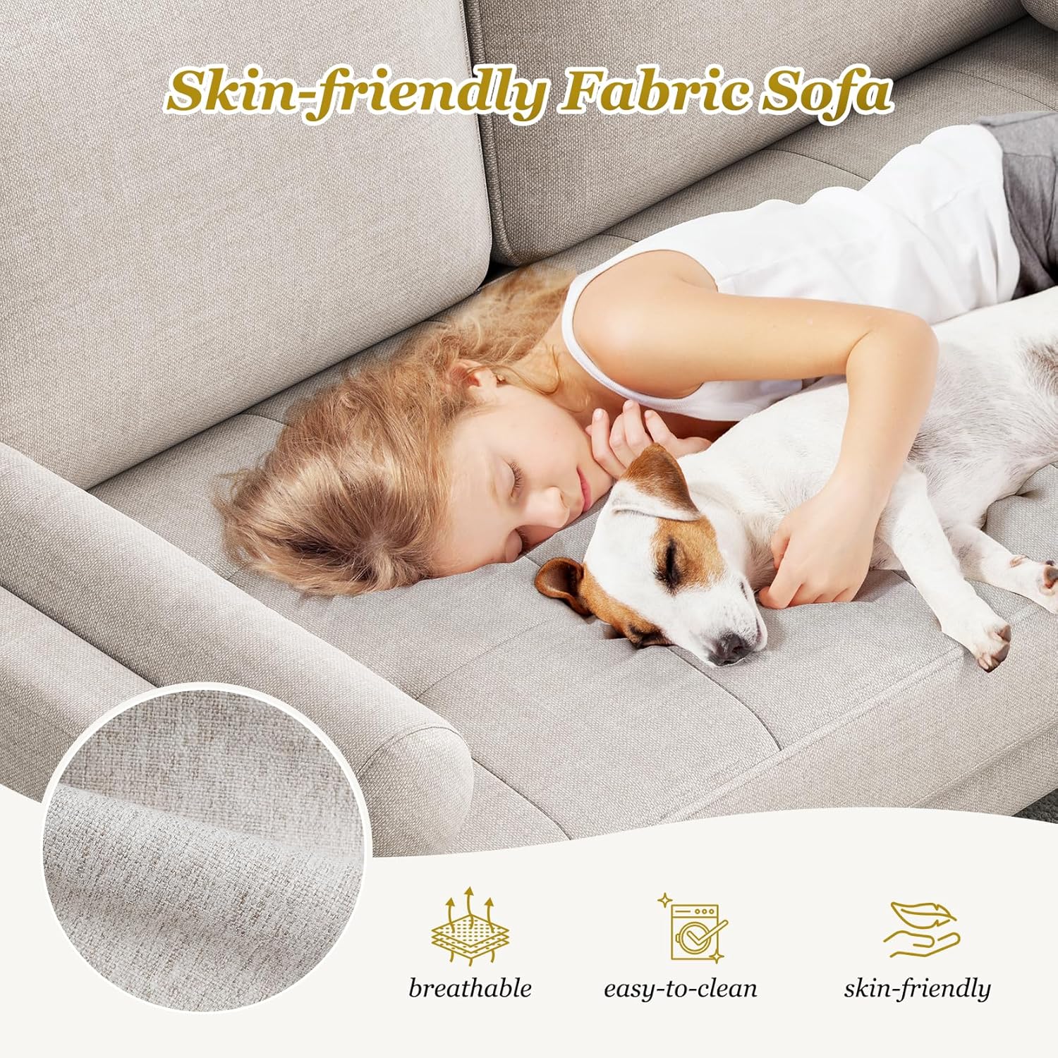 Vesgantti Loveseat Sofa with Solid Wood Legs, 48" Small Couches for Small Spaces, Love Seat for Living Room, Bedroom, Easy Assembly Mid Century Modern Couch with Throw Pillow for Apartment, Ashbeige