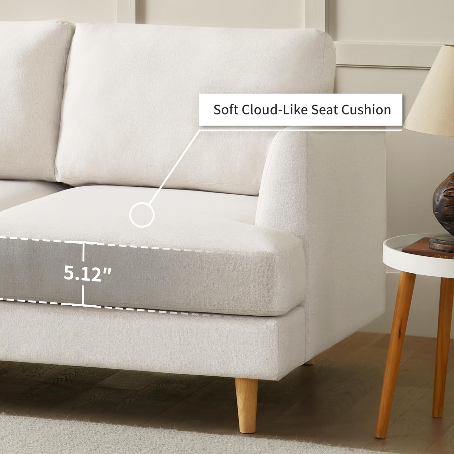 Busaurus Loveseat Sofa 56", Small Couches for Small Spaces, Mid Century Love Seat Couches for Living Room, Upholstered 2-Seater Couch for Bedroom, Apartment, Beige