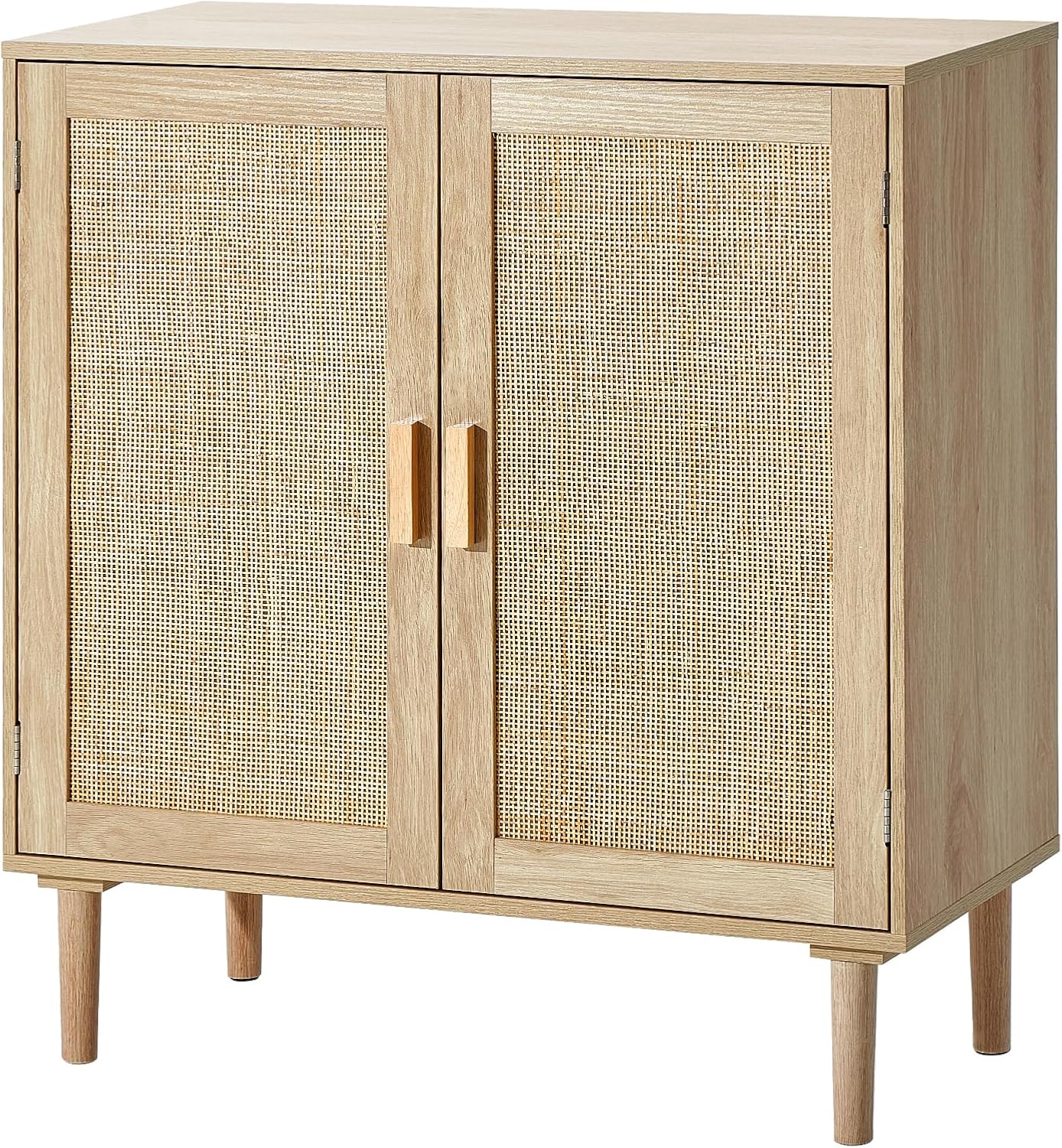 VEVOR Rattan Cabinet, Buffet Cabinet with 2 Magnetic Doors and Adjustable Shelves, Sideboard Buffet for Hallway, Entryway, Living Room, or Kitchen, Natural
