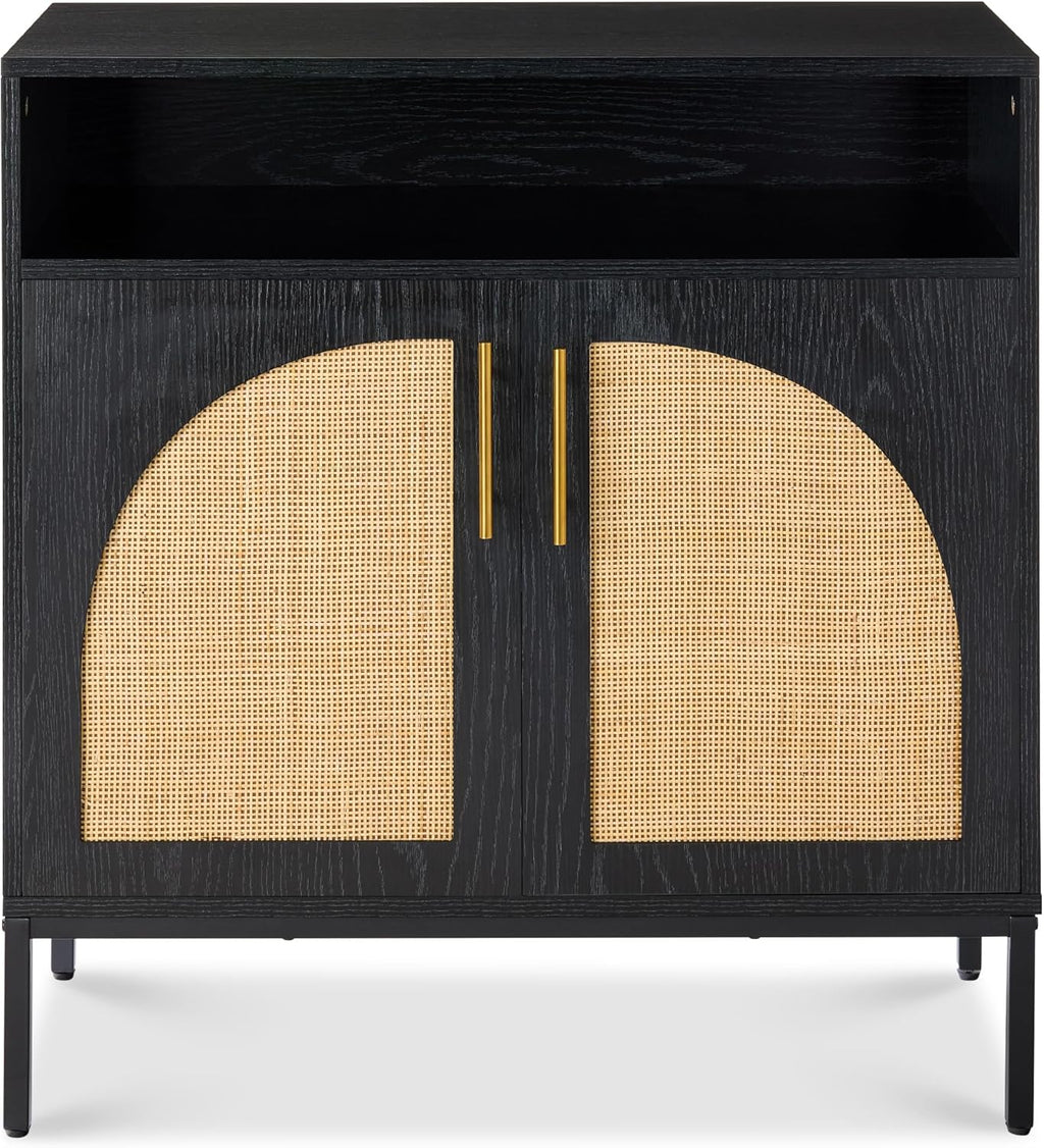 Best Choice Products 2-Door Rattan Storage Cabinet, Accent Furniture, Multifunctional Cupboard for Living Room, Hallway, Kitchen, Sideboard, Buffet Table w/Non-Scratch Foot Pads - Natural
