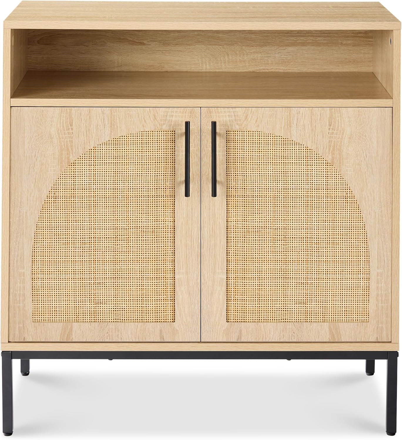 Best Choice Products 2-Door Rattan Storage Cabinet, Accent Furniture, Multifunctional Cupboard for Living Room, Hallway, Kitchen, Sideboard, Buffet Table w/Non-Scratch Foot Pads - Natural