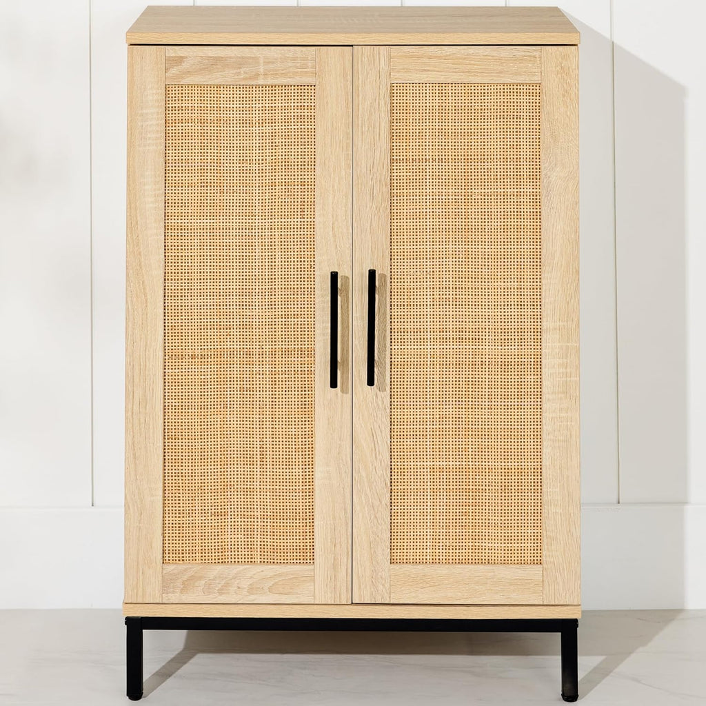 Best Choice Products 2-Door Natural Rattan 34 x 24in Multiuse Storage Cabinet for Bathroom, Living, Dining Room, Entryway w/Adjustable Shelves