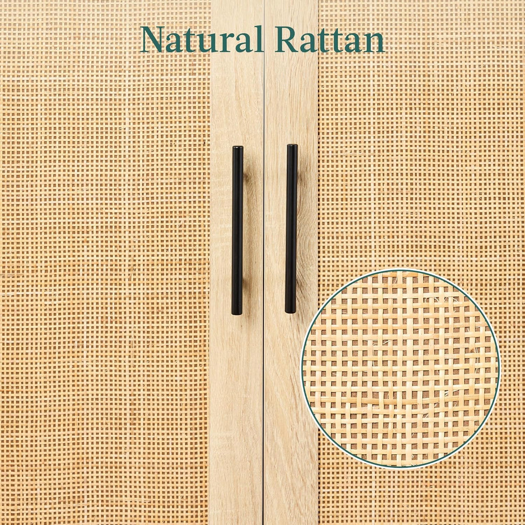 Best Choice Products 2-Door Natural Rattan 34 x 24in Multiuse Storage Cabinet for Bathroom, Living, Dining Room, Entryway w/Adjustable Shelves