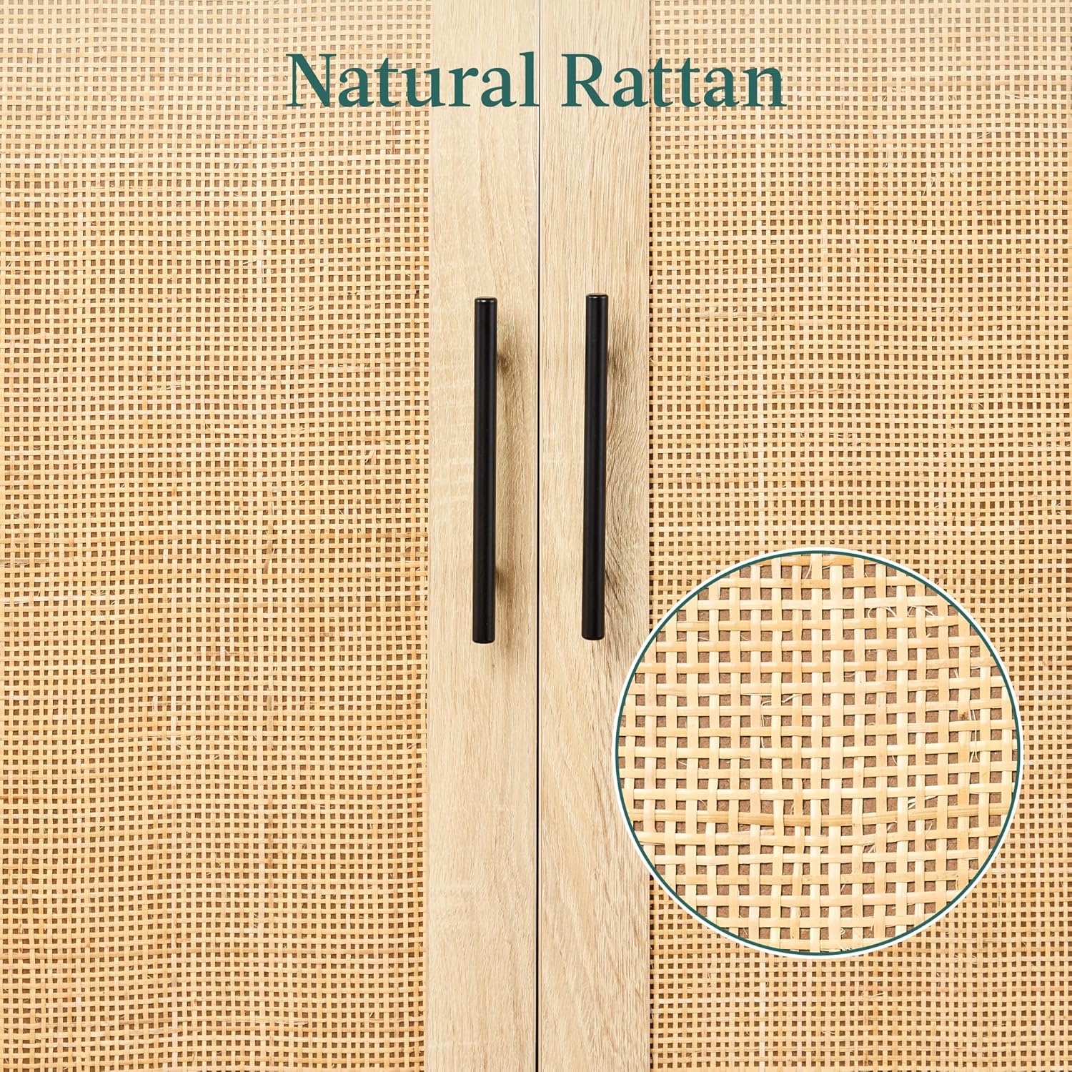 Best Choice Products 2-Door Natural Rattan 34 x 24in Multiuse Storage Cabinet for Bathroom, Living, Dining Room, Entryway w/Adjustable Shelves